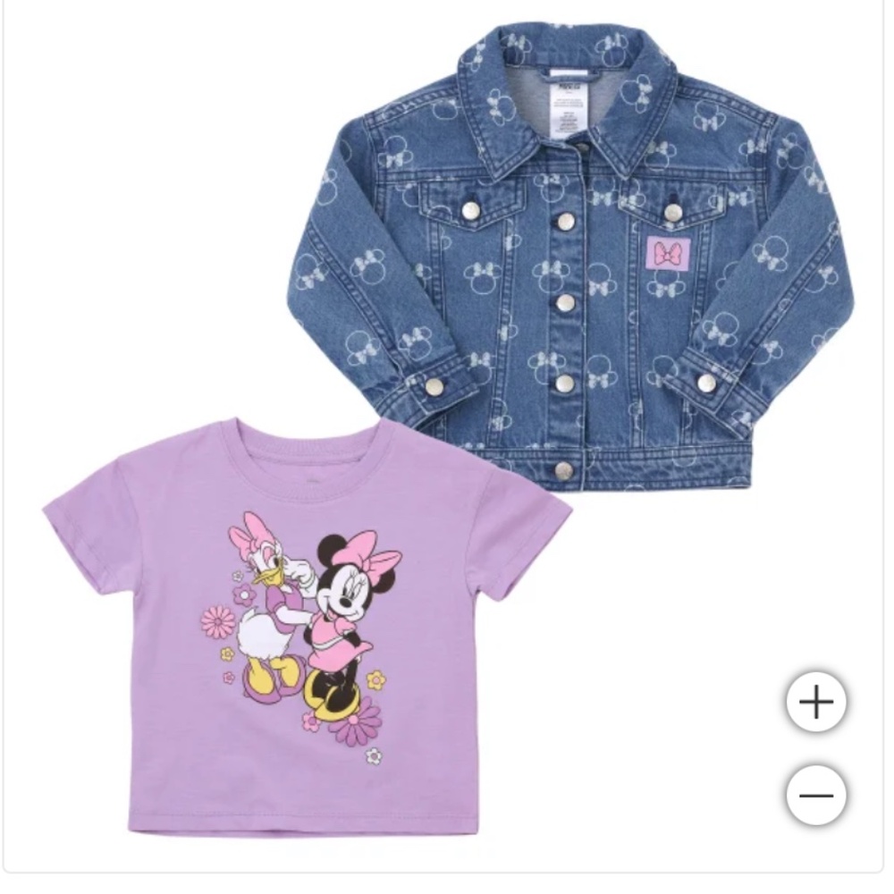 ✨2 Piece Set NWT Disney Minnie Mouse Denim Jacket & Tee 4T - Park, Birthday